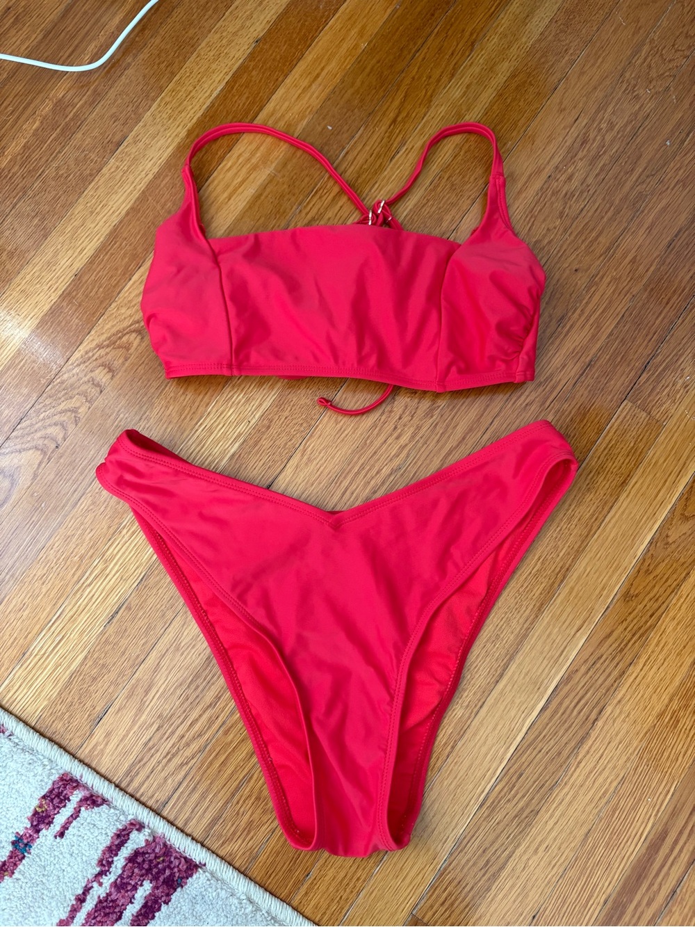 wild fable bright red two-piece swim set